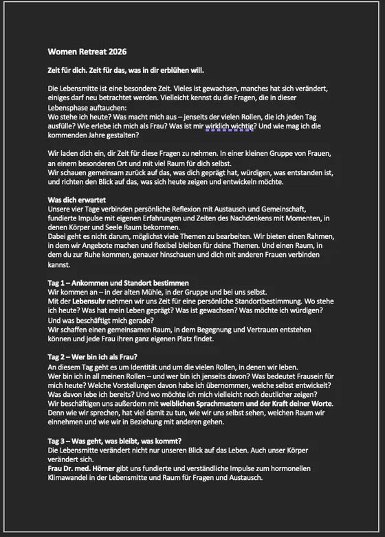 Briefing-Dokument mit dem Konzept des Retreats